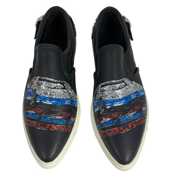 COACH C103 Race Car Sequin Sneakers Slip On Low Top Shoes Pointed Toe SZ 6.5 EUC - Picture 2 of 9